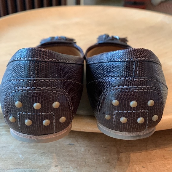 Tod’s Leather Driving Moc Tassel Ballerina Loafer  Flat Snake texture - Picture 4 of 9